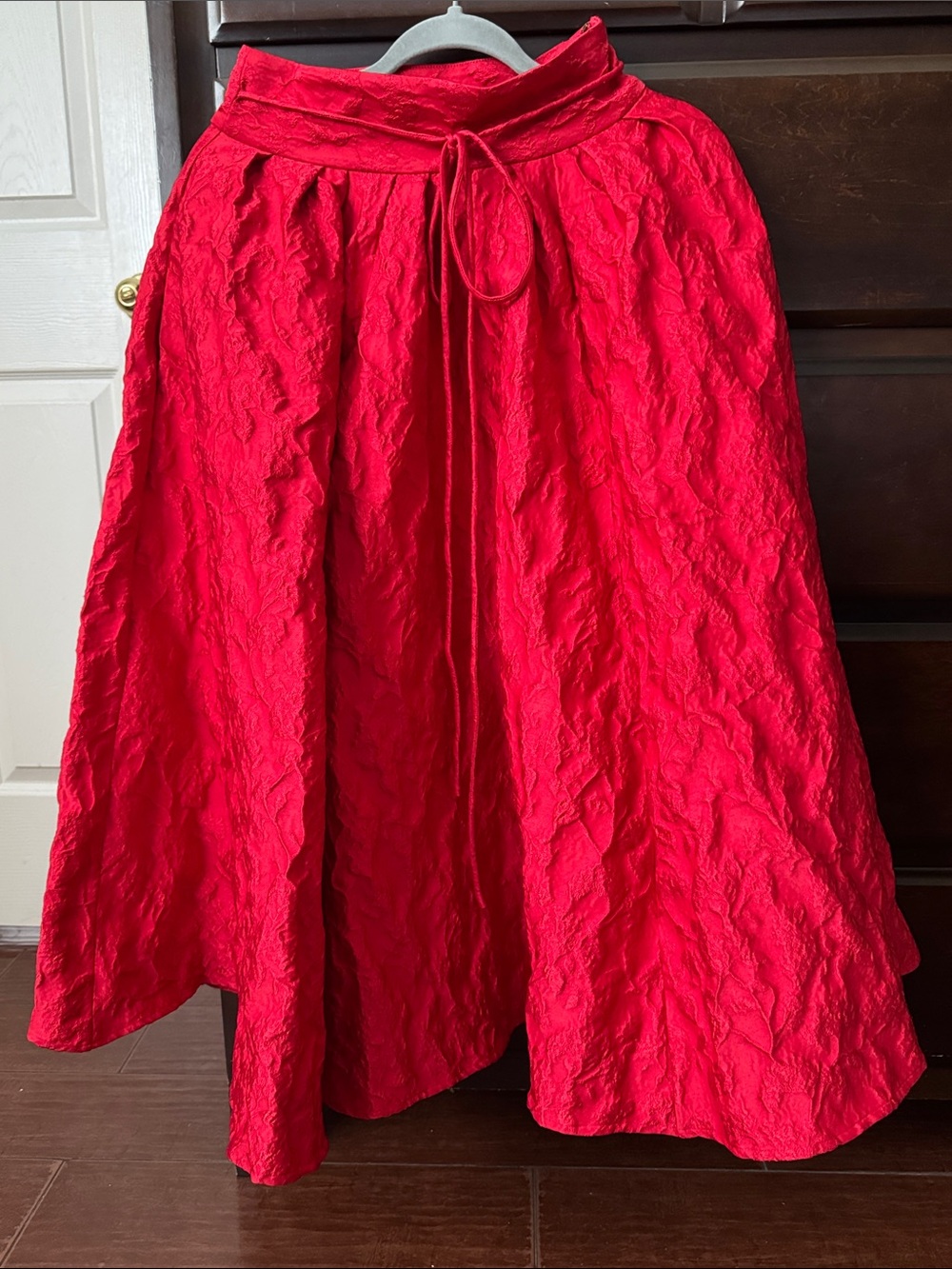 Rosie Assoulin Vibrant Red Textured A-Line Skirt